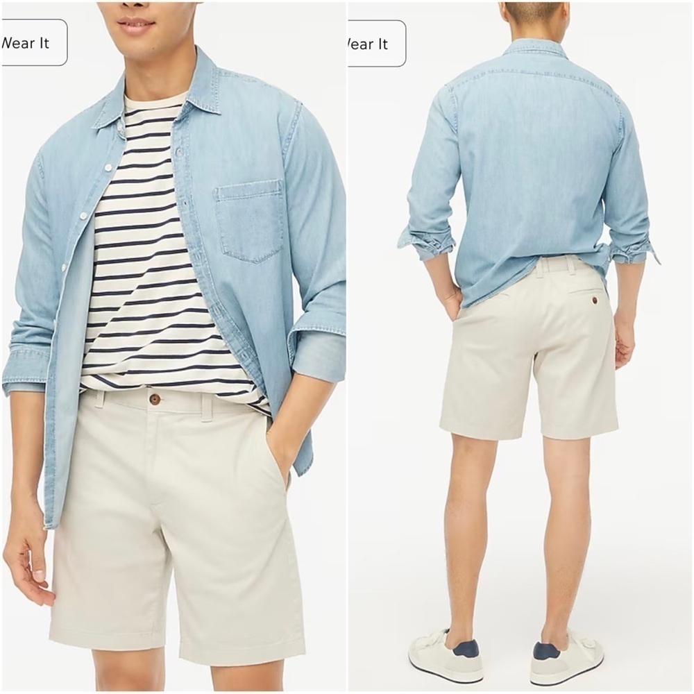 J. Crew Factory Shorts Men’s 9” Flex Chino Short Stone 40 NWT New